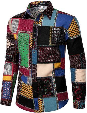 LucMatton BG Men's Linen African Traditional Pattern Shirt - Image 2