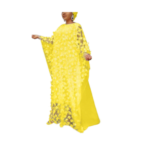 Ladies Stylish Applique Flower Tube Full-length Long Dress