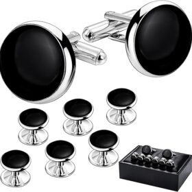 HAWSON Men’s Cufflinks and Tuxedo Studs Set with Gift Box