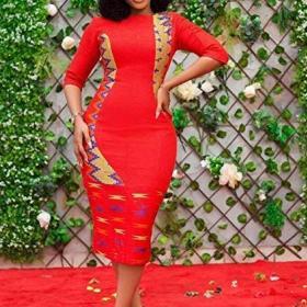 Alternative view of VERWIN Split Half-Sleeve Print Sheath Midi Dress