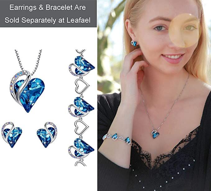 Leafael Infinity Love Birthstone Heart Crystal Pendant Necklace - Image 6