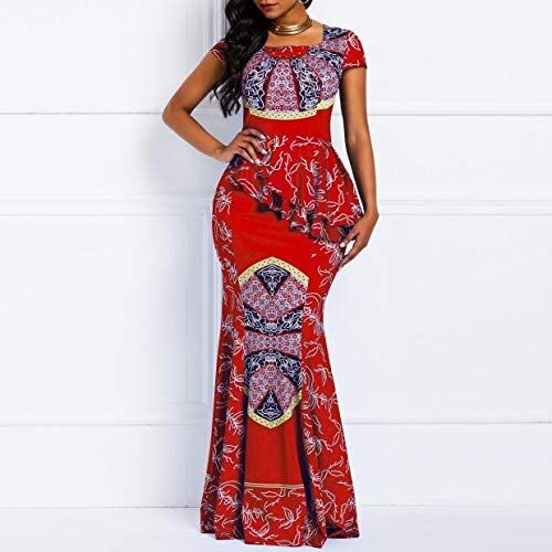 VERWIN African Dress | Geometric Mermaid Maxi Dress - Image 3