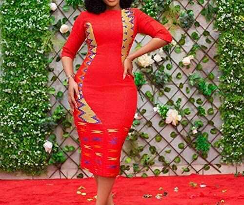 VERWIN Split Half-Sleeve Print Sheath Midi Dress - Image 2
