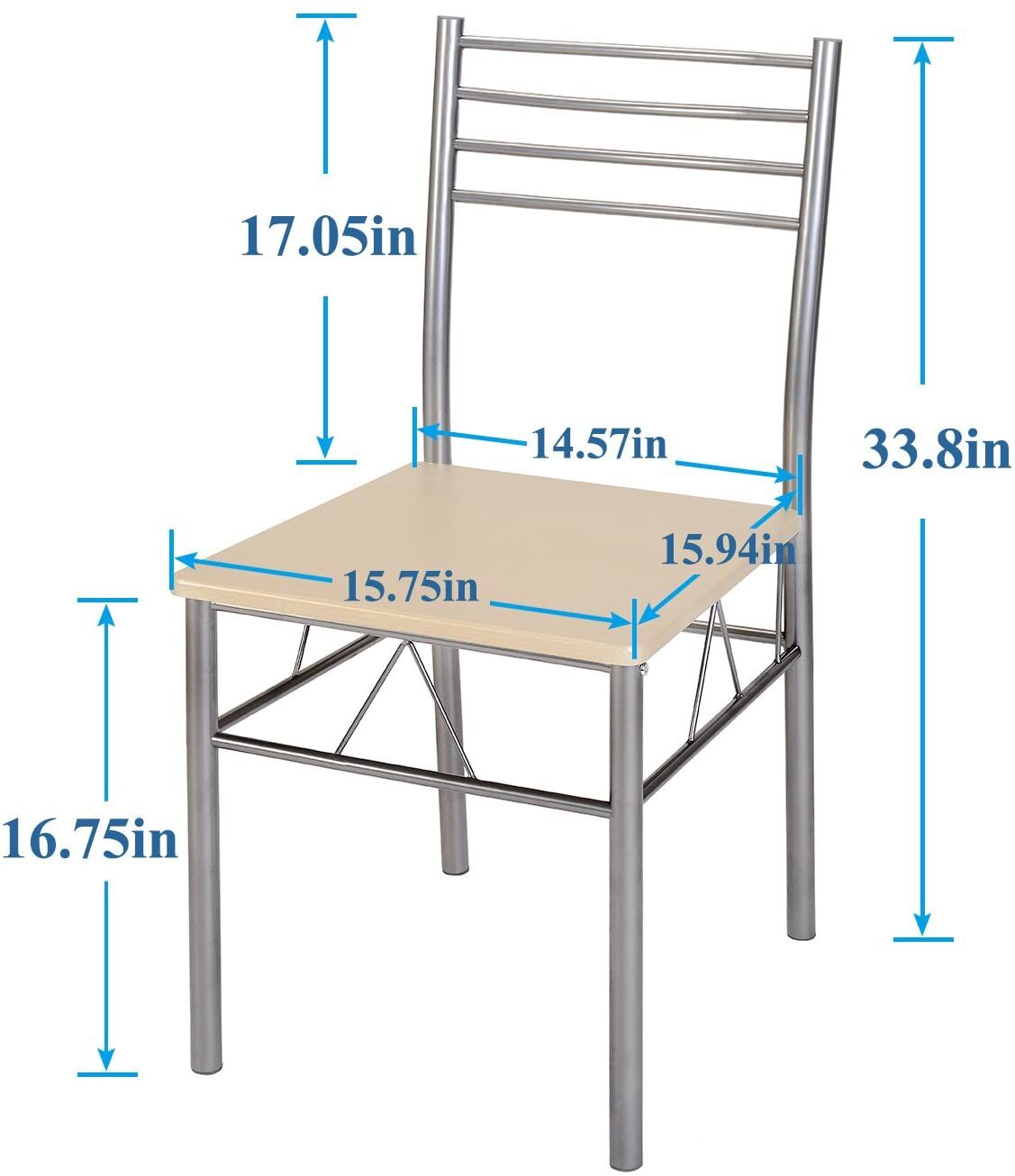 VECELO 5-Piece Dining Table Set with 4 Chairs and 4 Placemats - Image 8