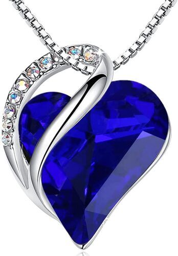 Leafael Infinity Love Birthstone Heart Crystal Pendant Necklace - Image 2