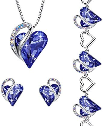 Leafael Infinity Love Birthstone Heart Crystal Pendant Necklace - Image 4