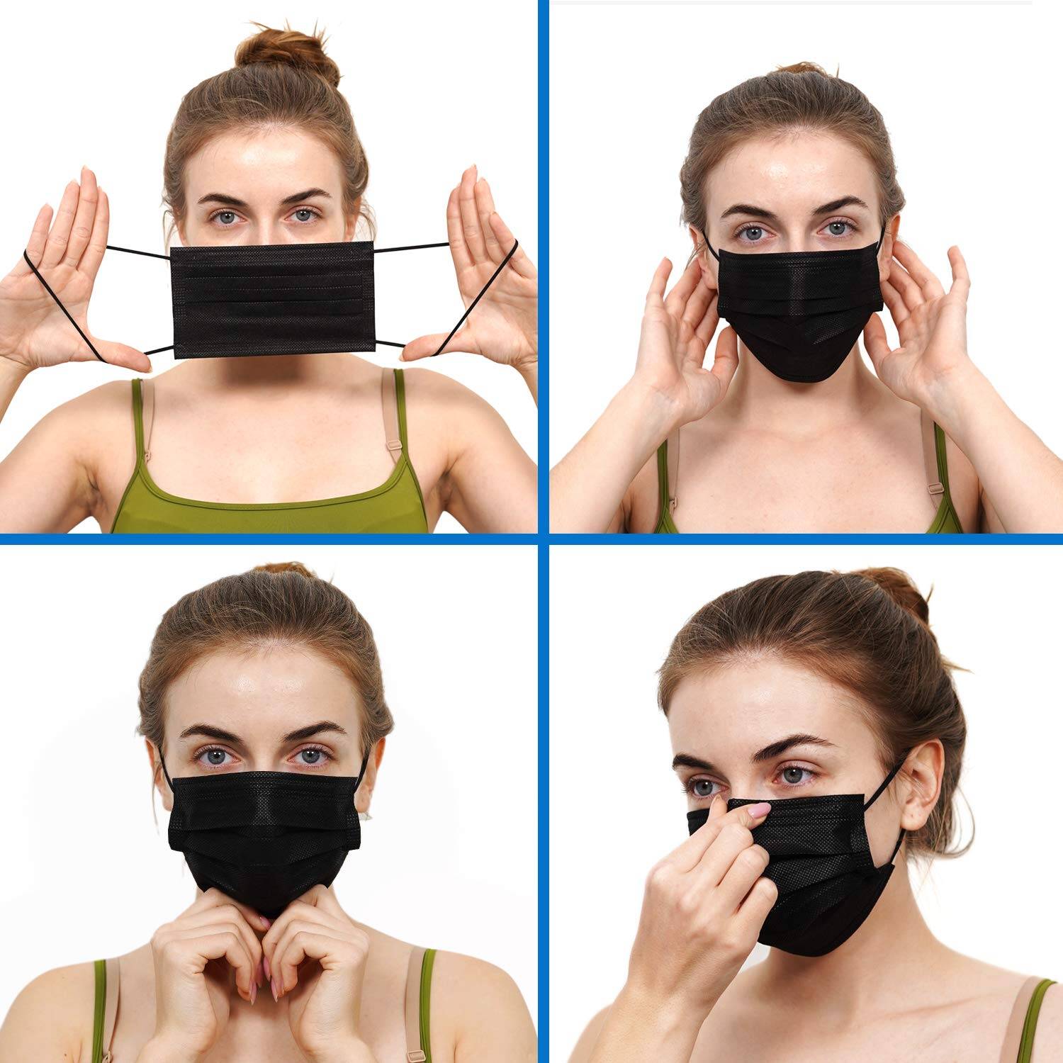 Disposable Face Masks, Black, 3-Layer Protection – ZTANPS - Image 3