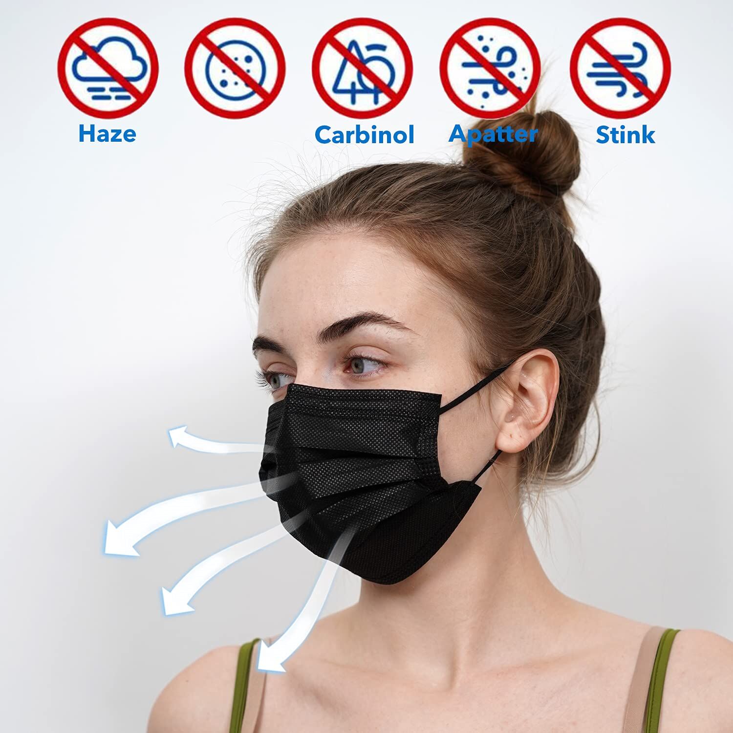 Disposable Face Masks, Black, 3-Layer Protection – ZTANPS - Image 5