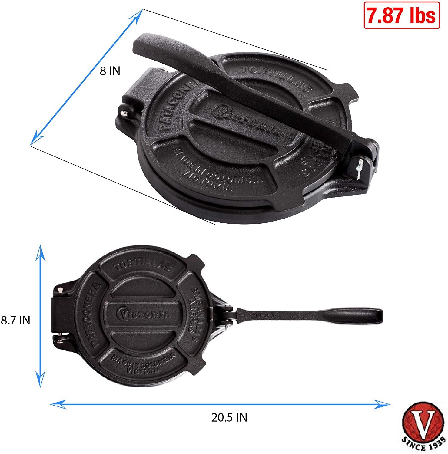 Victoria 8-Inch Cast Iron Tortilla Press - Image 4