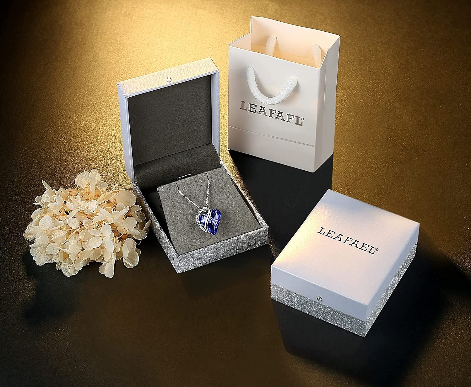 Leafael Infinity Love Birthstone Heart Crystal Pendant Necklace - Image 8