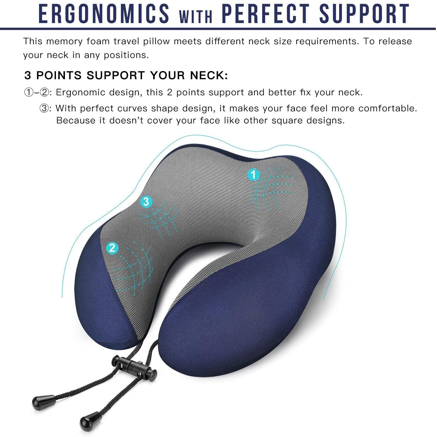 MLVOC Memory Foam Travel Neck Pillow with Eye Mask - Image 8