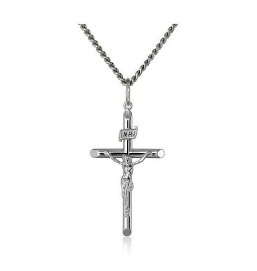Amazon Essentials Men's Silver Crucifix Necklace