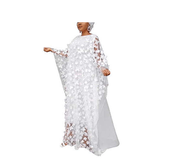 Ladies Stylish Applique Flower Tube Full-length Long Dress - Image 2