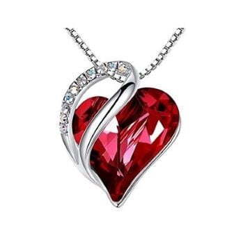 Leafael Infinity Love Birthstone Heart Crystal Pendant Necklace
