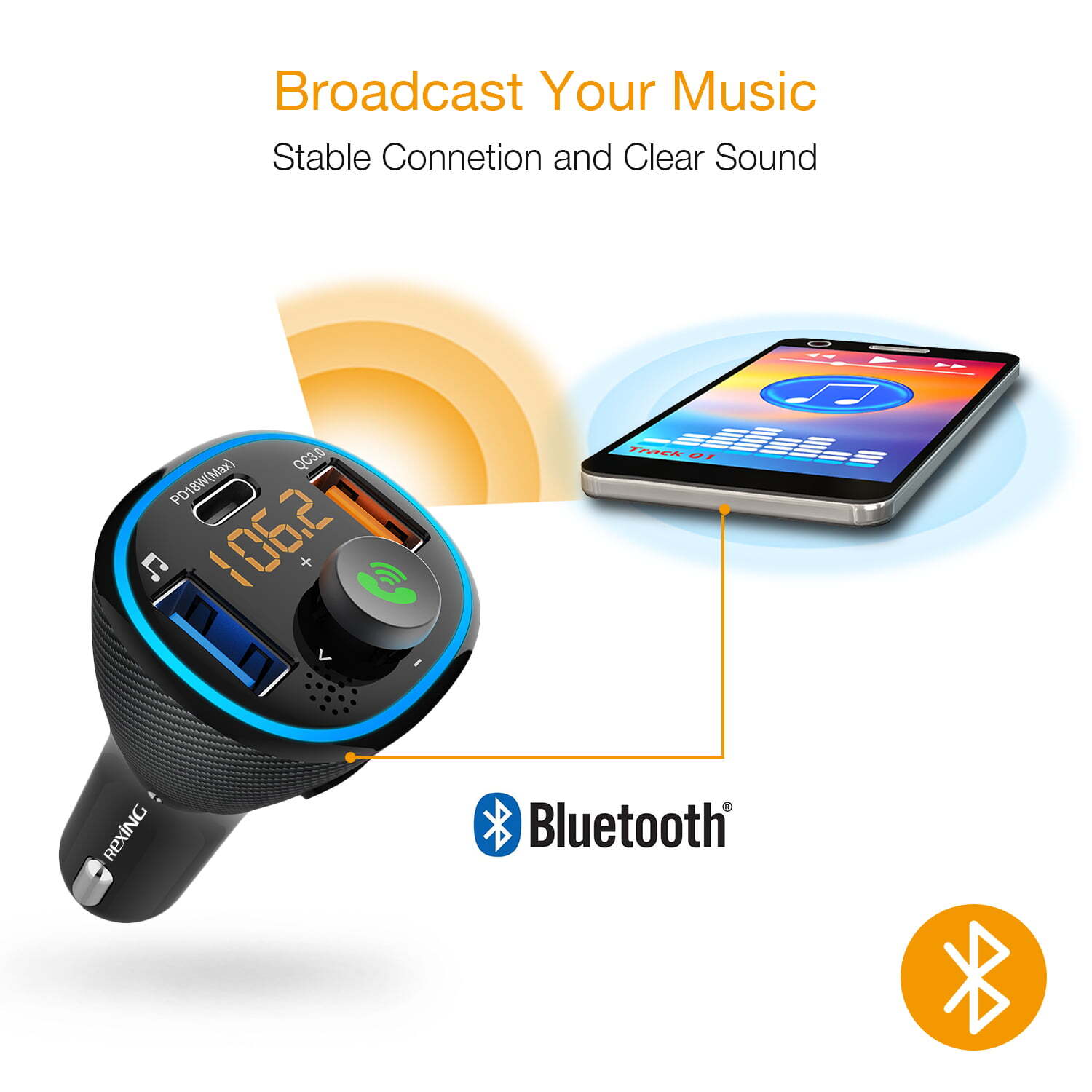 Rexing FM3 Bluetooth 5.0 FM Transmitter Car Charger - Image 3
