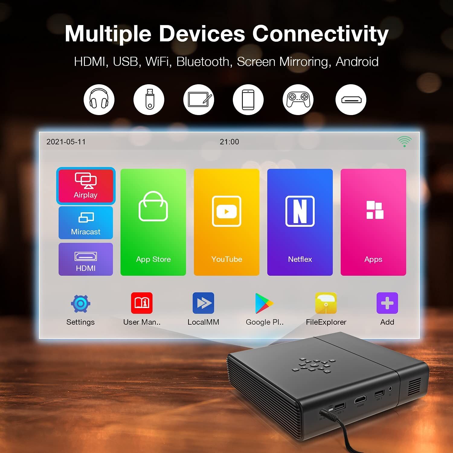 REXING PK2 Smart Projector Full HD 350 ANSI Lumens - Image 5