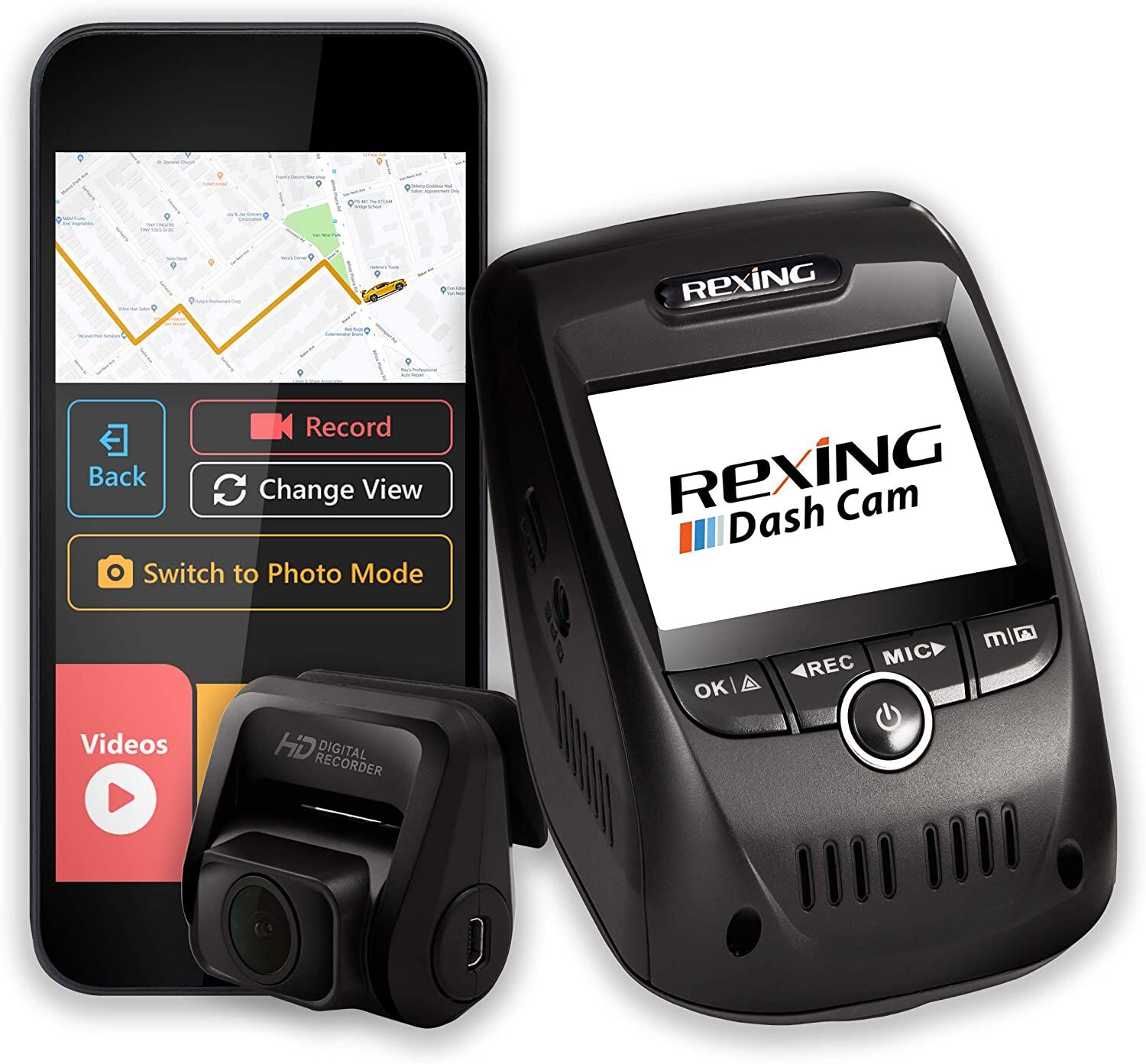 Rexing V1P Pro Dual 1080p Dash Cam with Wi-Fi & GPS