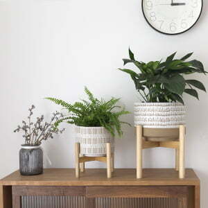 LA JOLIE MUSE 7.3″ Ceramic Planter with Wood Stand - Image 4