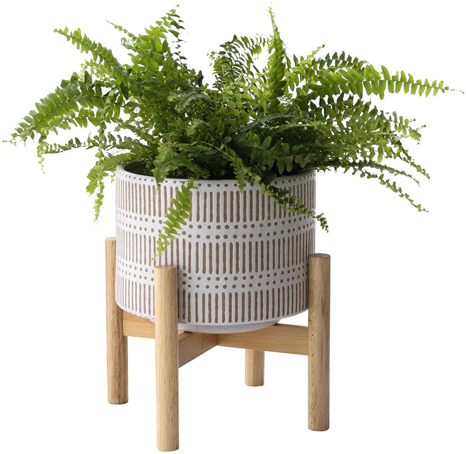 LA JOLIE MUSE 7.3″ Ceramic Planter with Wood Stand