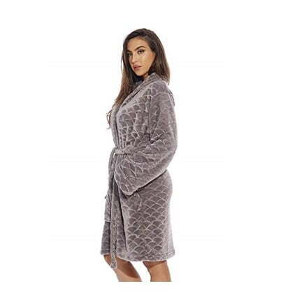 Just Love Women’s Velour Chevron Kimono Bathrobe – Grey - Image 2