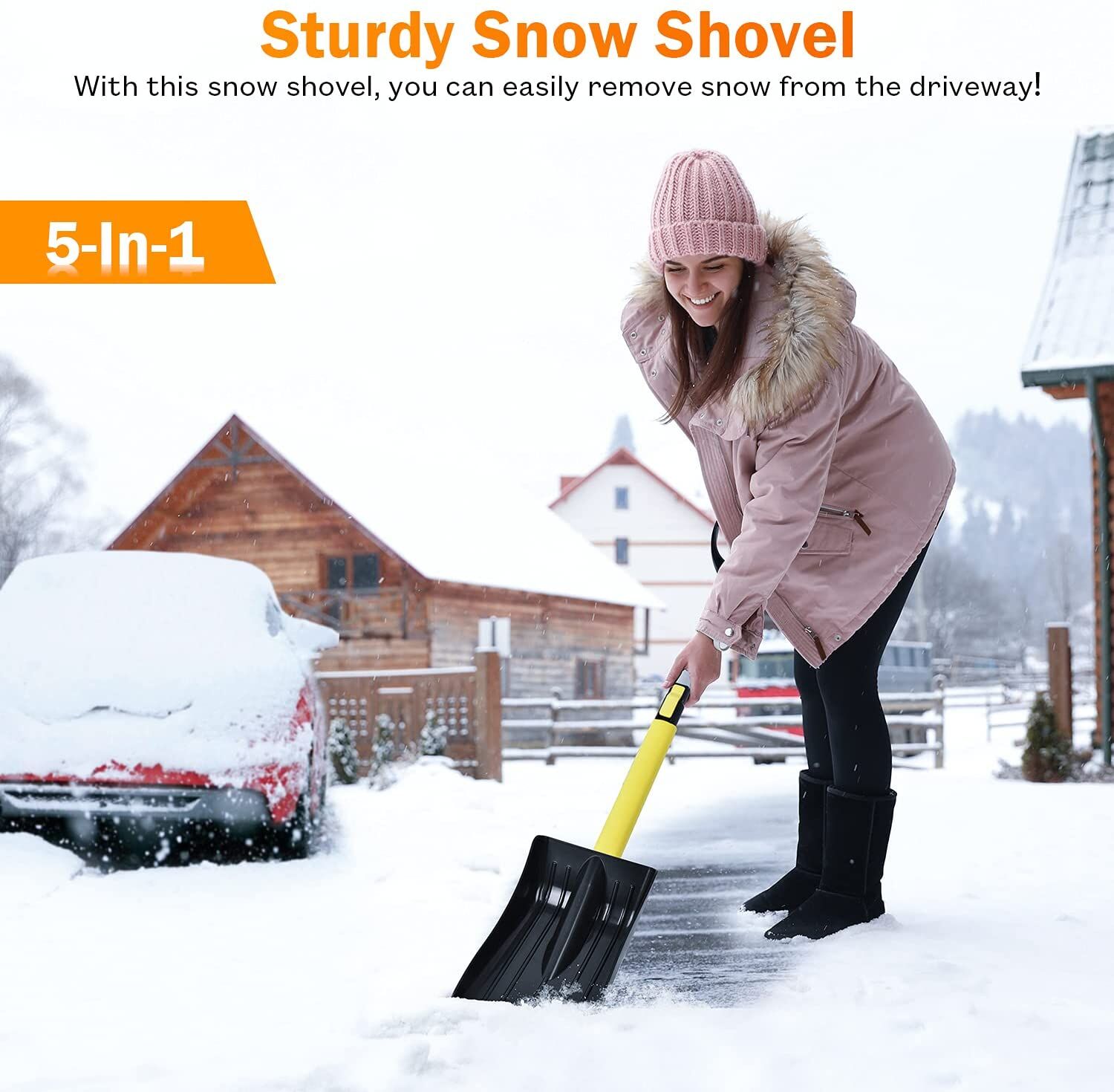 GEJRIO 5‑in‑1 Extendable Snow Brush & Ice Scraper - Image 3