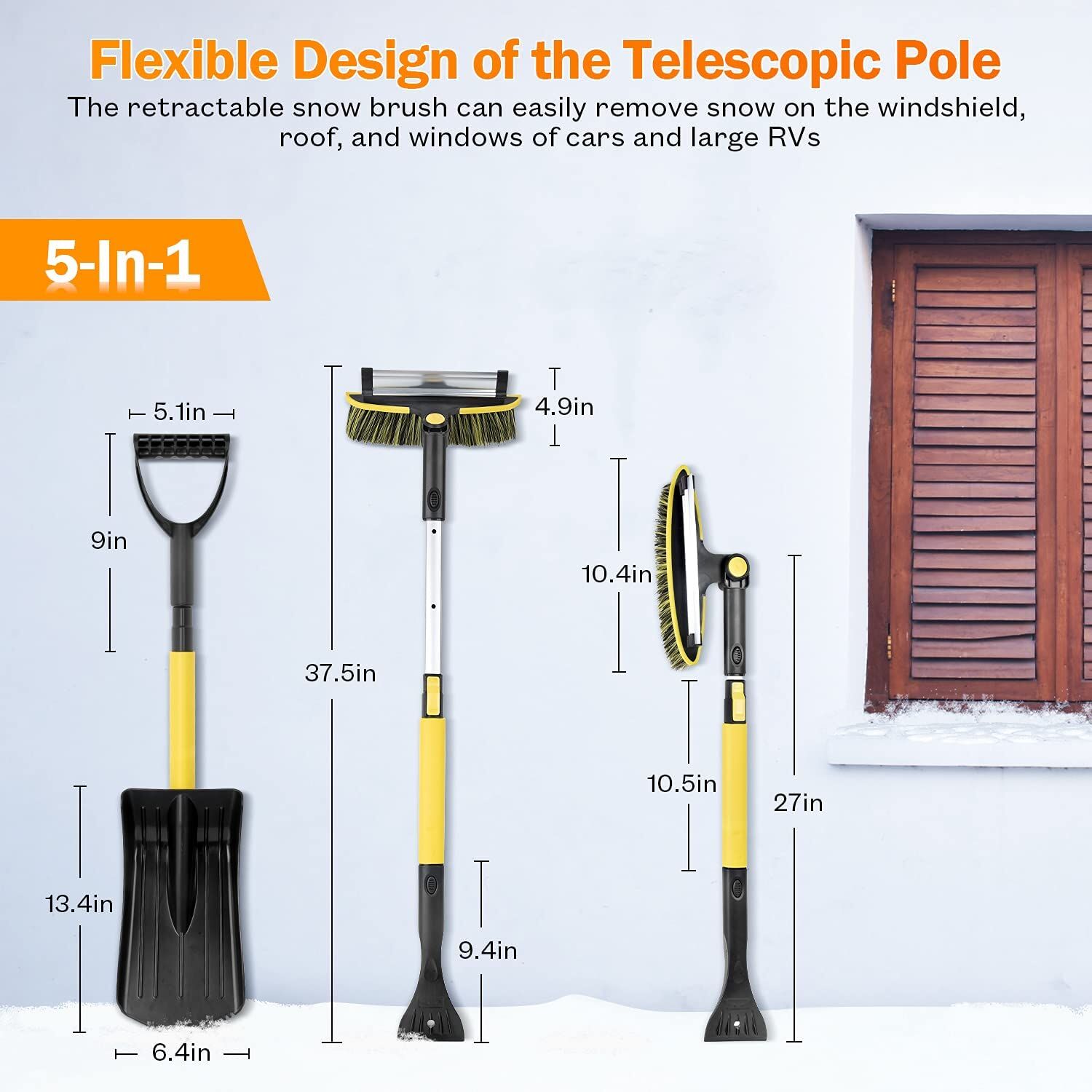 GEJRIO 5‑in‑1 Extendable Snow Brush & Ice Scraper - Image 4