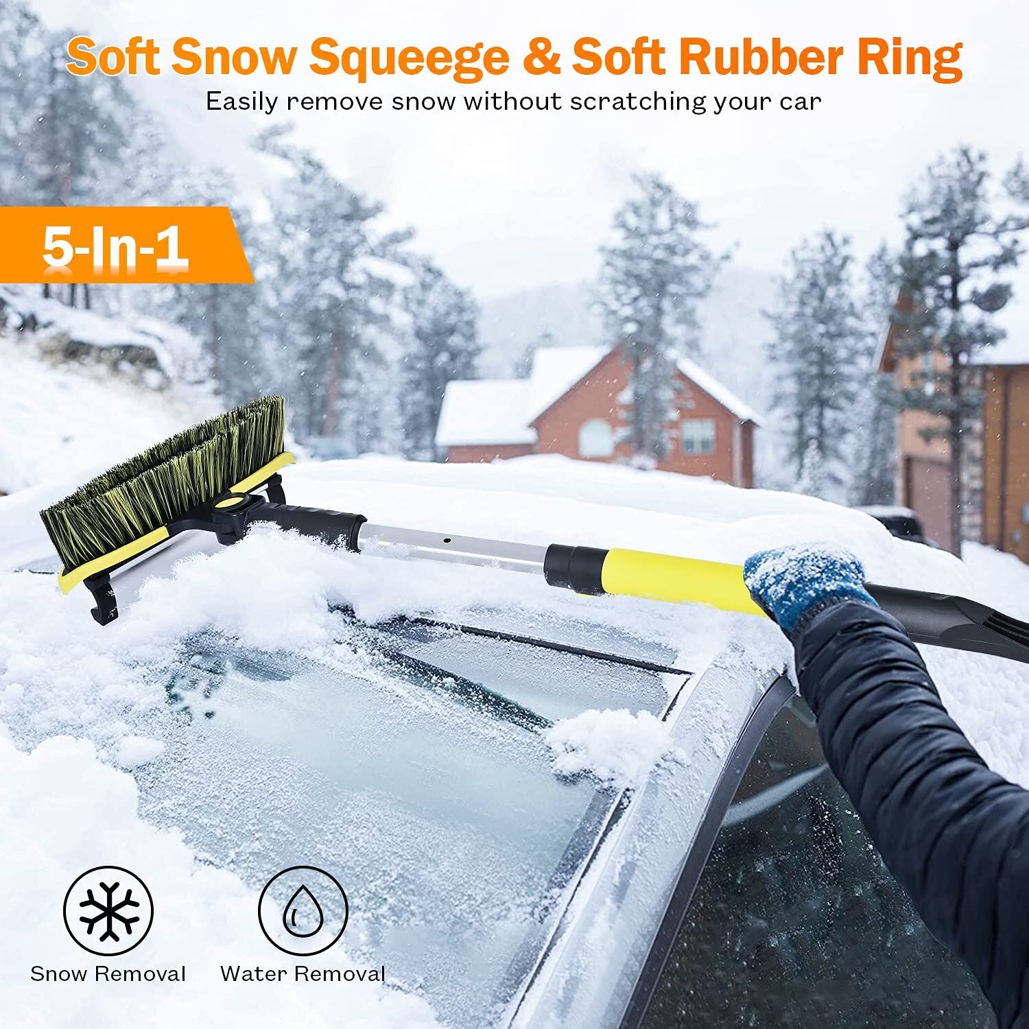 GEJRIO 5‑in‑1 Extendable Snow Brush & Ice Scraper - Image 6