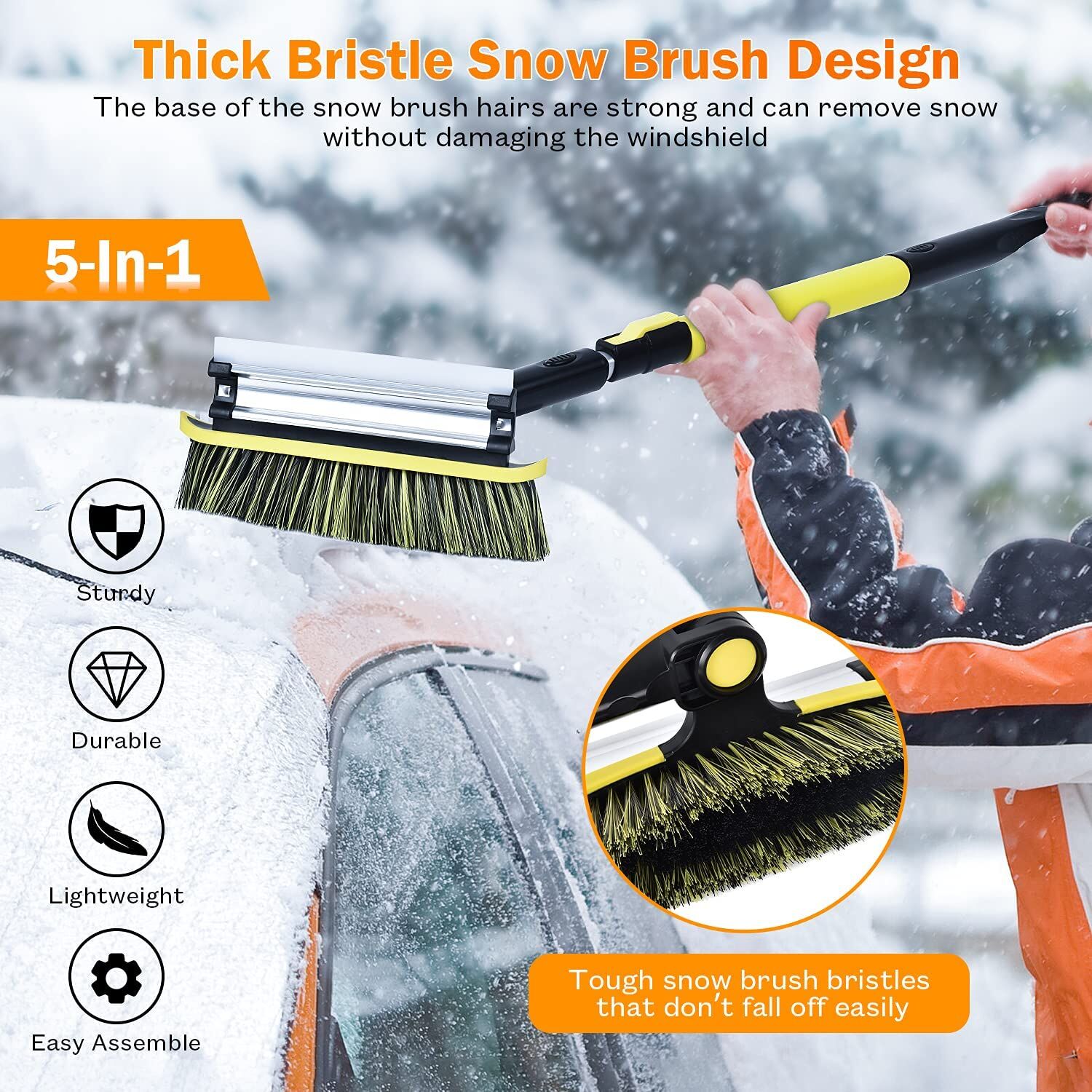 GEJRIO 5‑in‑1 Extendable Snow Brush & Ice Scraper - Image 7