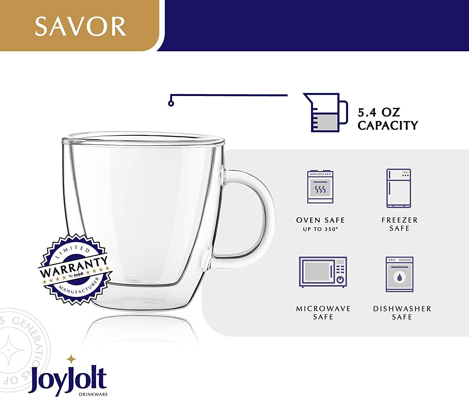 JoyJolt Savor Double‑Wall Espresso Glasses – 5.4 oz Set of 2 - Image 4