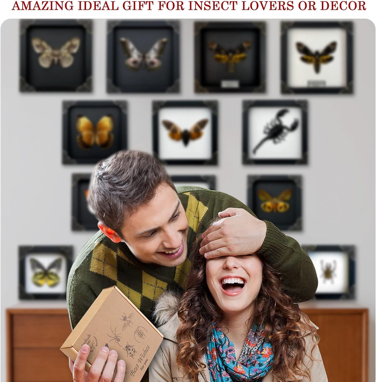 Real Framed Flower Mantis & Green Beetle Shadow Box - Image 6