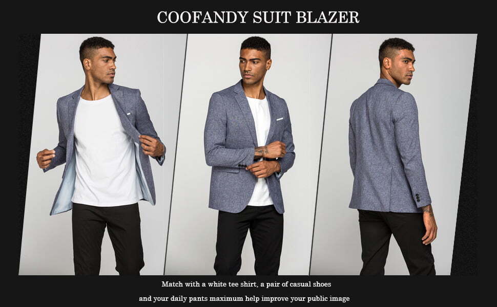 COOFANDY Red Men's Slim Fit One Button Blazer - Image 4