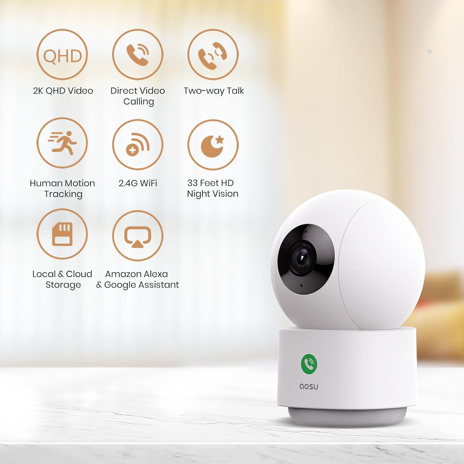 AOSU 2K Security Camera — 360 Degree indoor camera - Image 6