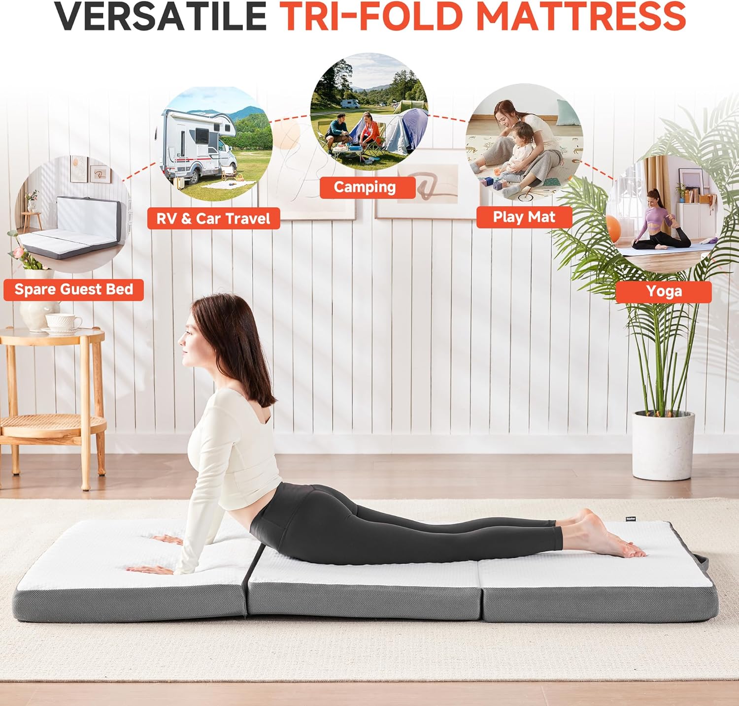POHARE Twin 4″ Tri-Fold Memory Foam Mattress - Image 3