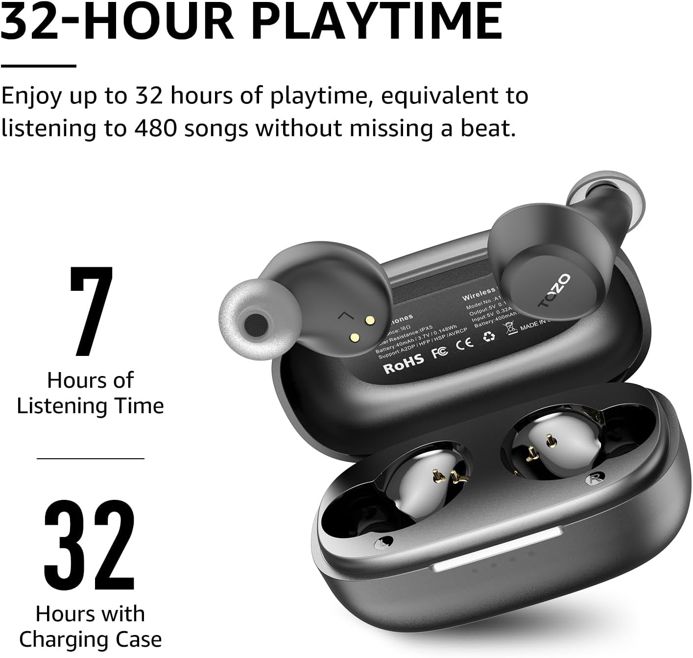 TOZO A1 Wireless Earbuds — Light, Waterproof, App EQ Control - Image 6