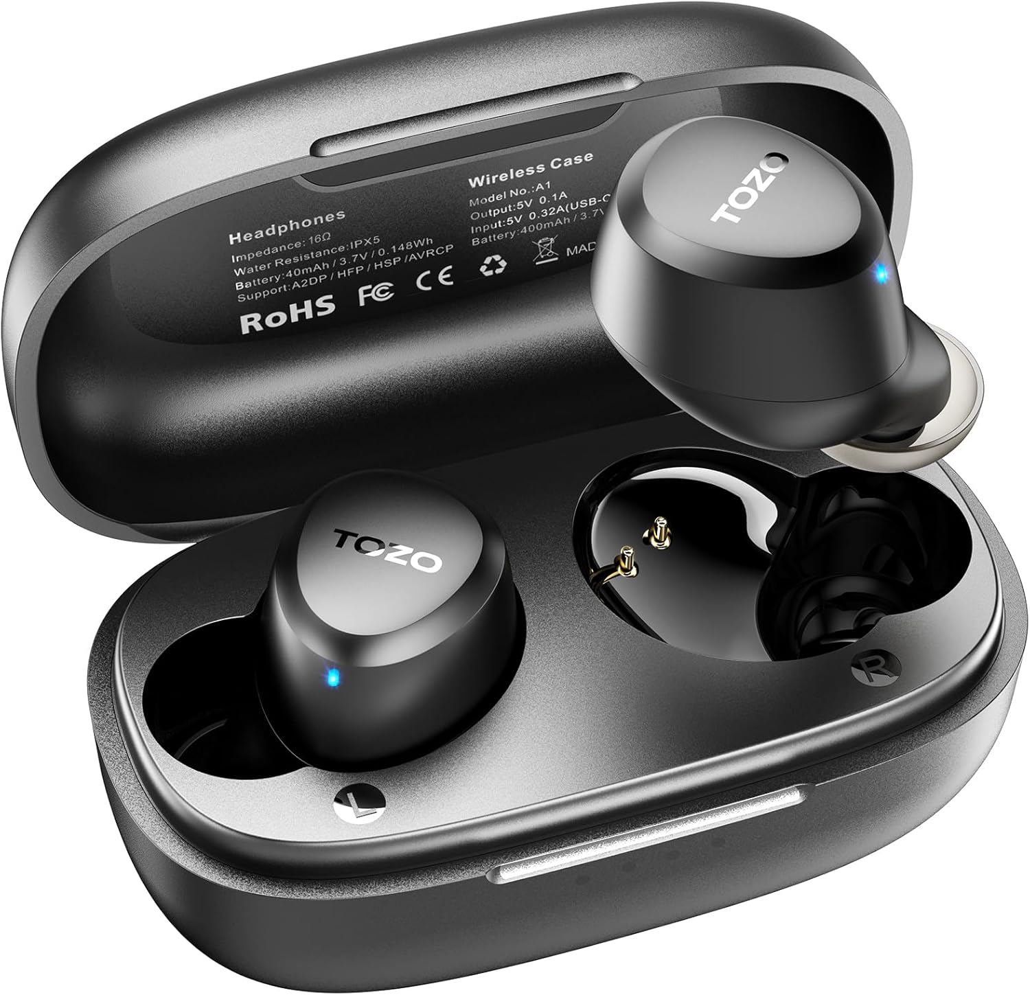 TOZO A1 Wireless Earbuds — Light, Waterproof, App EQ Control