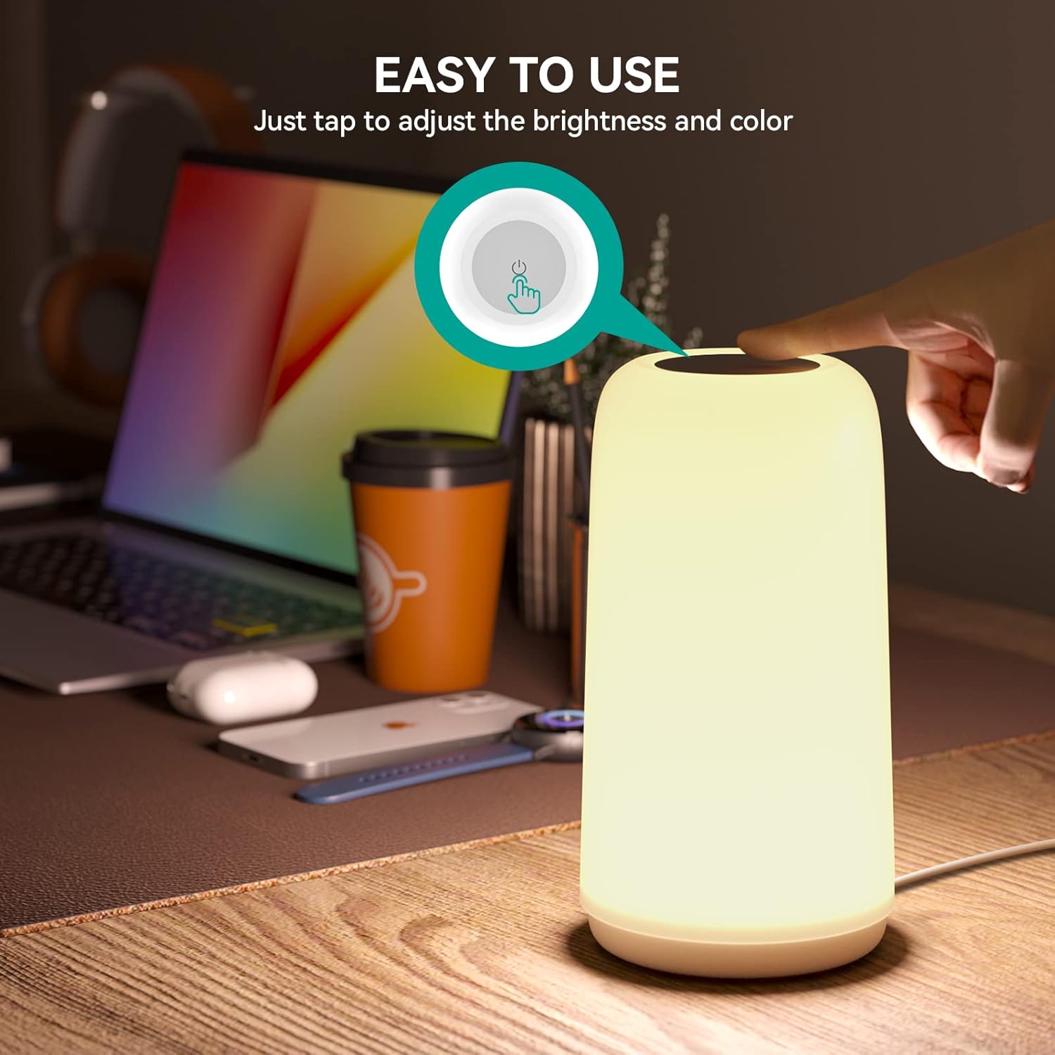 ROOTRO Touch Bedside Table Lamp T16 - Image 3