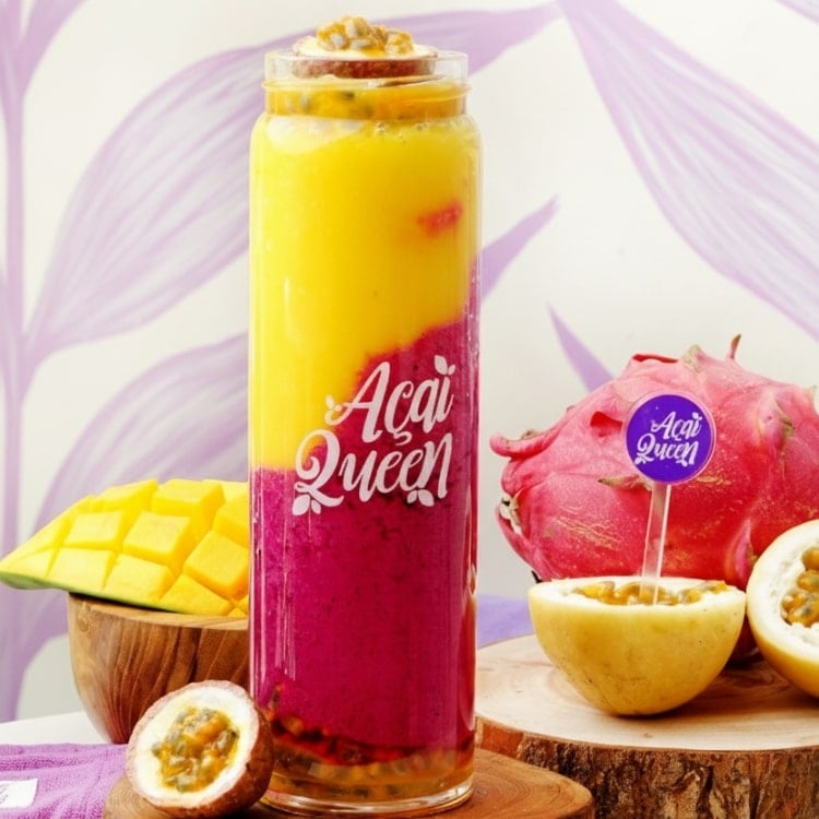 Tropical fruit smoothie and fresh juice superfood for a healthy lifestyle in Bali.