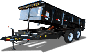 Black dump trailer earth-moving equipment rental