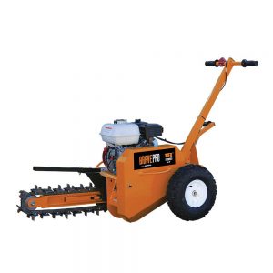 Orange 18-inch earth-moving equipment rental trencher