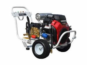 Franchise Opportunities 10 AustClean commercial petrol pressure washer – portable high-pressure cleaning equipment with wheeled frame for efficient outdoor cleaning services by AustClean franchisees across Australia.