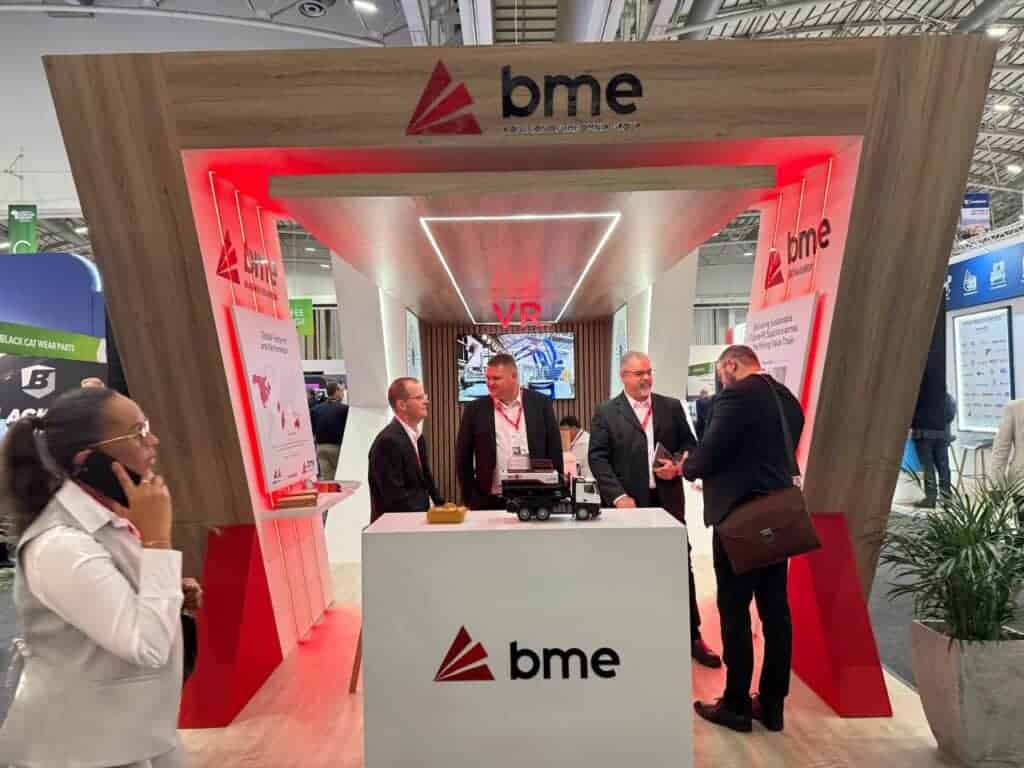 Mining Indaba drives collaboration for efficiency, sustainability. 3 BME team with stand at the Mining Indaba 2025