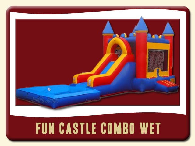 Fun Castle Combo Wet Inflatable bounce house & Slide Rental â Blue, Red &Yellow