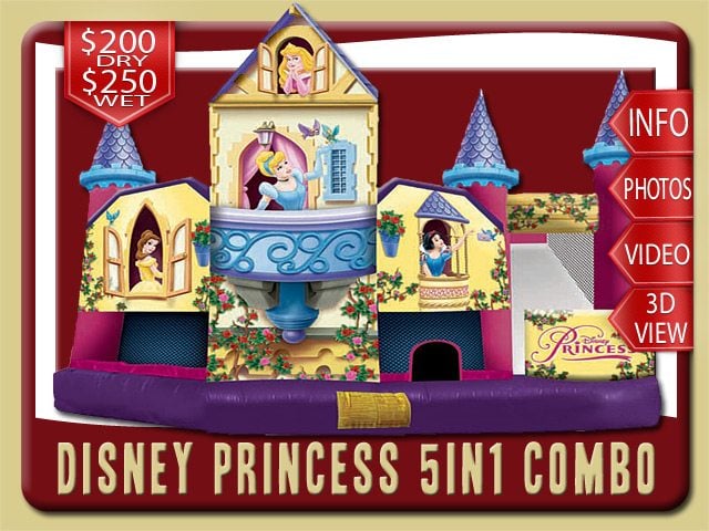 disney princess water slide combo belle snow white cinderella sleeping beauty rental edgewater price yellow pink purple blue