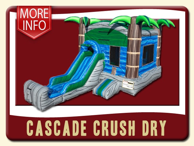 Cascade Crush Tropical Wet Slide & Bounce House More Info - Blue, Gray & Palm Trees