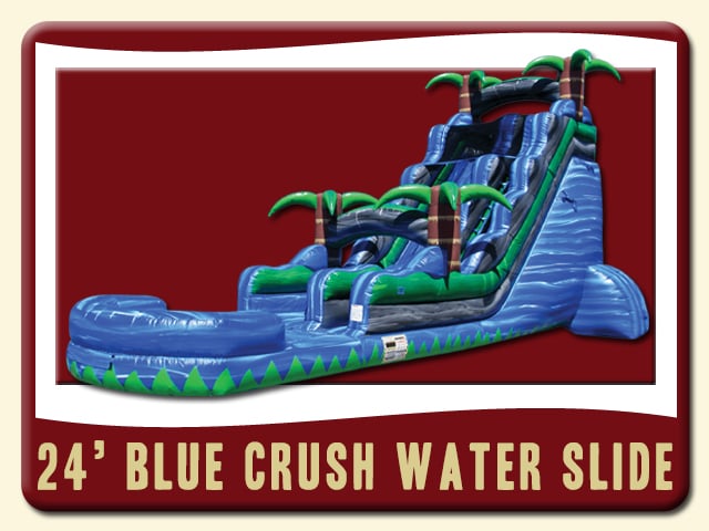 Blue Crush 24' Water Slide w/ Pool Rental - Tropical, Blue, Green & Palm Trees pool