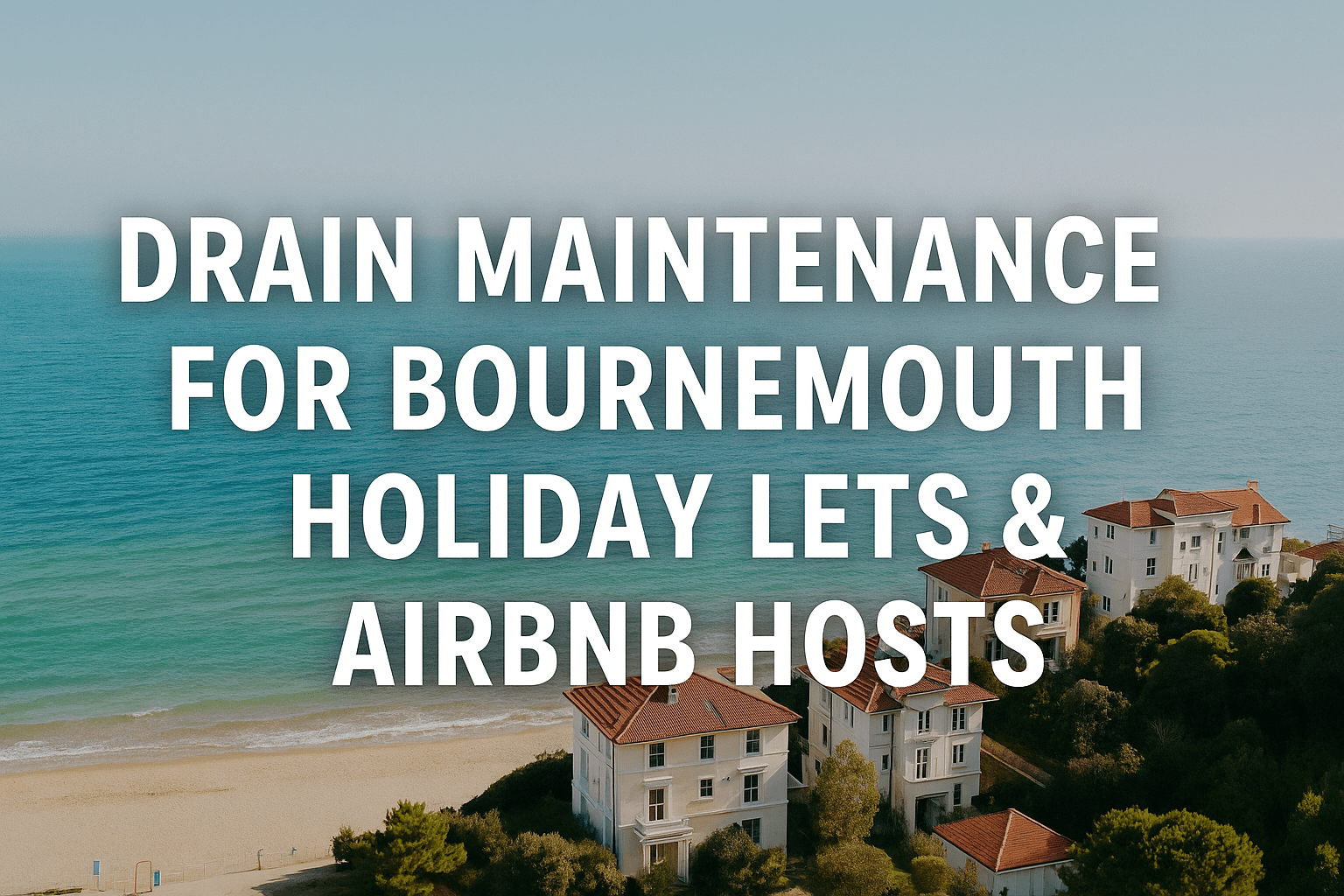 Promotional image showing drain maintenance support for Bournemouth holiday lets and Airbnb properties, targeting blocked drains Bournemouth services