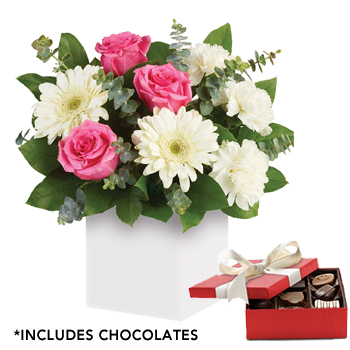 flower box with chocolates