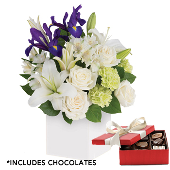 Graceful Beauty Floral Arrangement with Chocolate