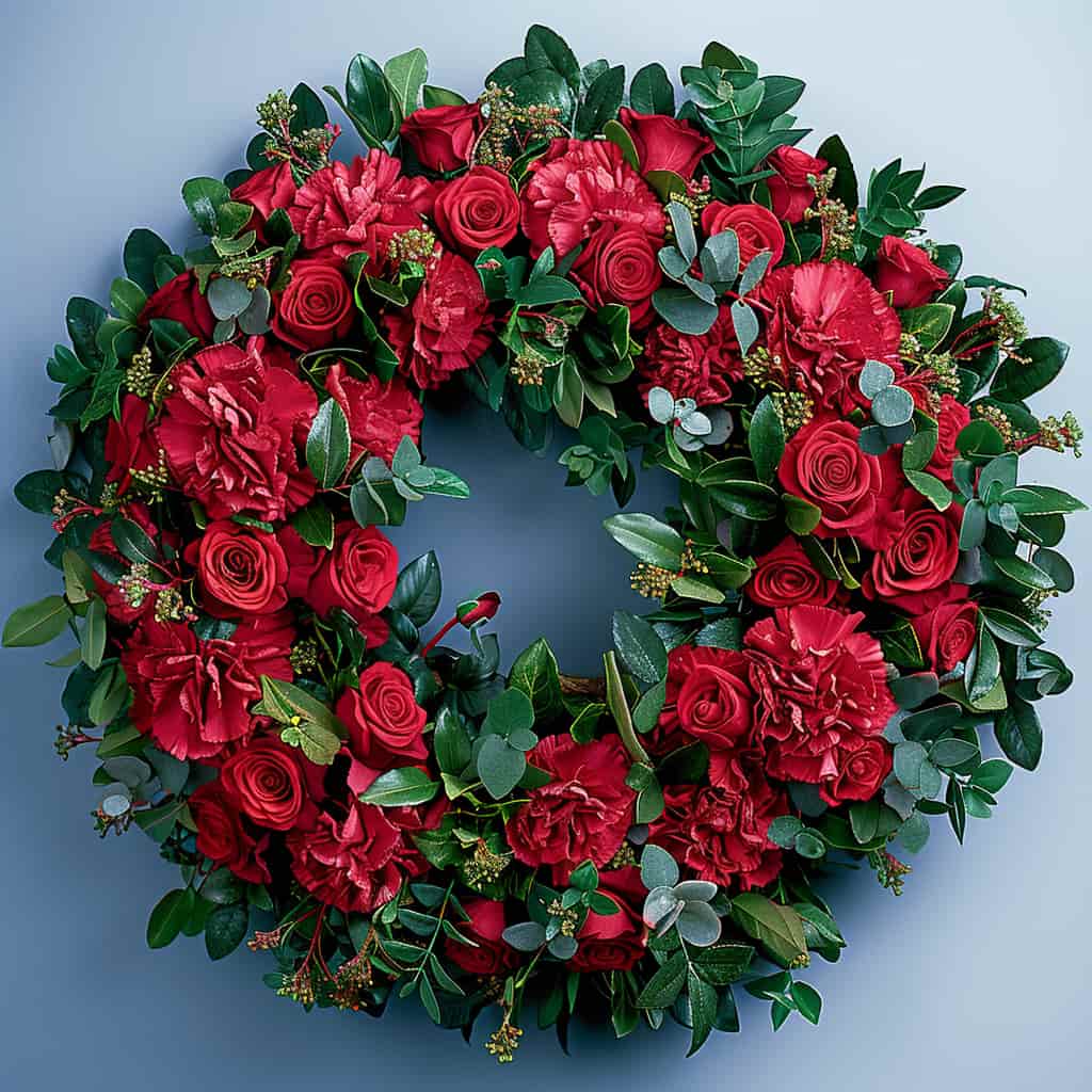 Red Regards Flower Wreath - Image 4