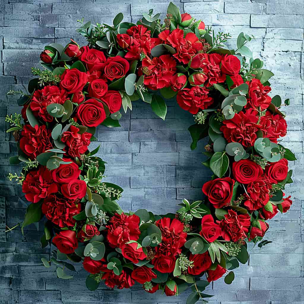 Red Regards Flower Wreath - Image 3